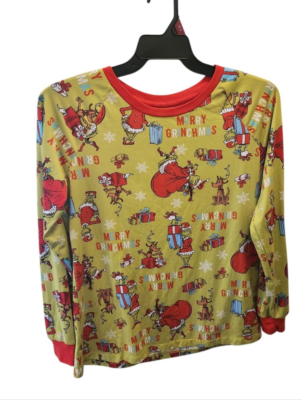 Dr. Seuss Green 'Merry Grinchmas' Long Sleeve Pajama Top with Red Trim